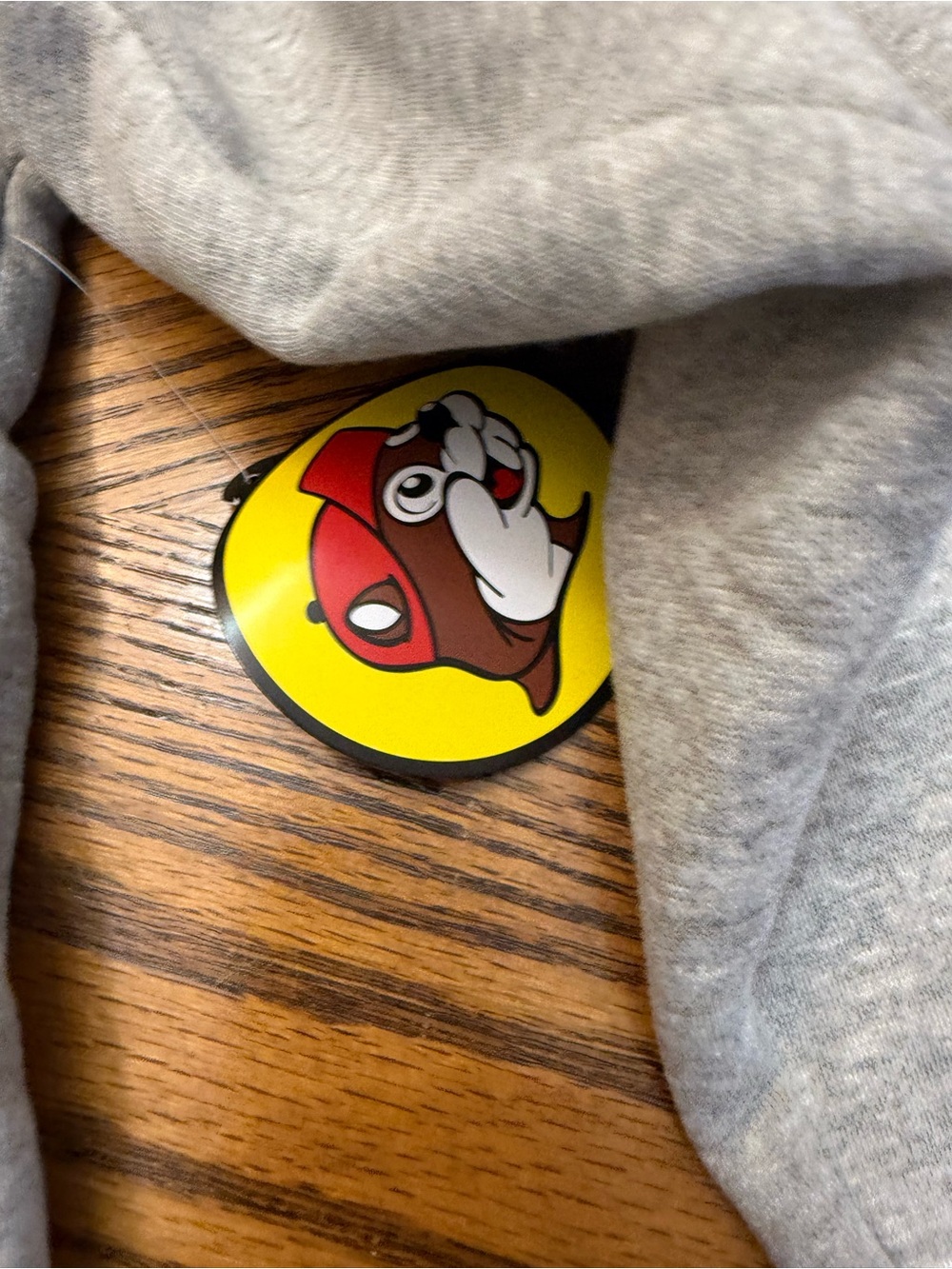 Buc-ee's Gray Pullover Hoodie with Logo Interior Print - Picture 3 of 5